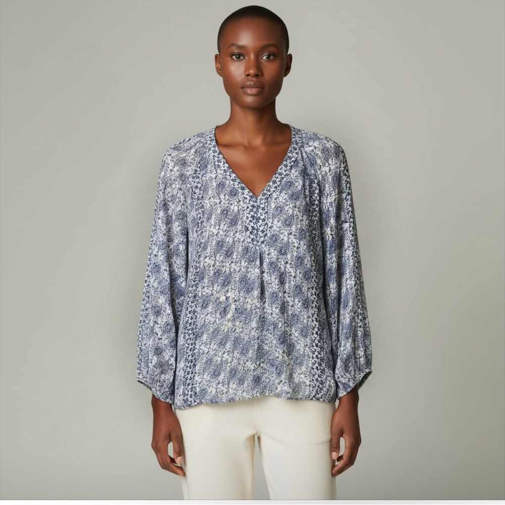 Zac and Rachel Blue Sheer paisley Tunic Women's Top Size S